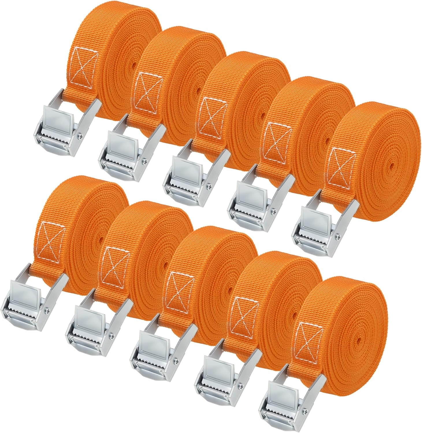 10 StüCk Zurrgurt, Spanngurte 4Mx25Mm, Orange Zurrgurte Mit Klemmschloss, Befest-image