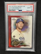 Clayton Kershaw 2022 Allen & Ginter Chrome Red Refractor PSA 10 Dodgers #85 4/5