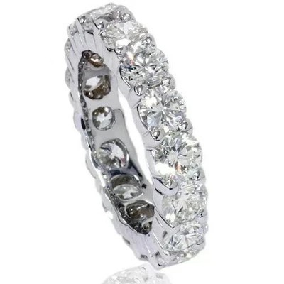 5.00 Ct Round Cut Natural Diamond Eternity Wedding Band 14K White Gold Size 6