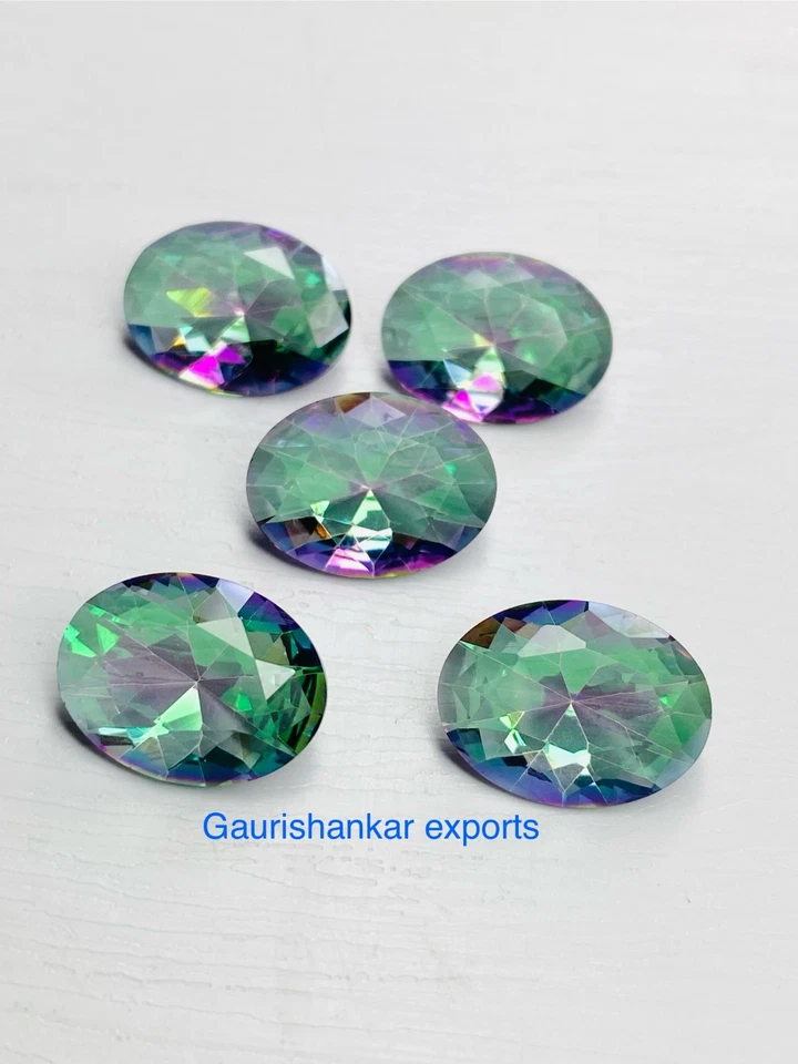 Mystic Quartz Faceted Oval Cut Loose Gemstone 16x12 - 18x13 mm Calibrated DG - Image 2 of 4