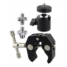 360° Super Clamp Mount Mini Ball Head 1/4"-20 For DSLR Camera Tripod Monitor