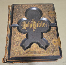 VINTAGE HOLY BIBLE W/APOCRYPHA, OLD/NEW TESTAMENTS, FAMILY HISTORY/PORTRAITS