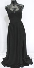 Azazie Women's A-Line V-Neck Zeya Chiffon Pleated Dress CL8 Black Size US:A14