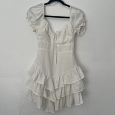 ONE Clothing Los Angeles White Tiered Ruffle Mini Dress Small