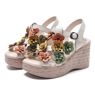 Womens Sweet Platform High Wedge Heel Flower Sandals Bohemia Shoes Pumps Vintage