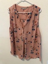 Daniel Rainn Tulip Sleeveless button Front Top Blouse Large Lace