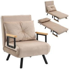 HOMCOM Fauteuil convertible 63x73x81cm Beige