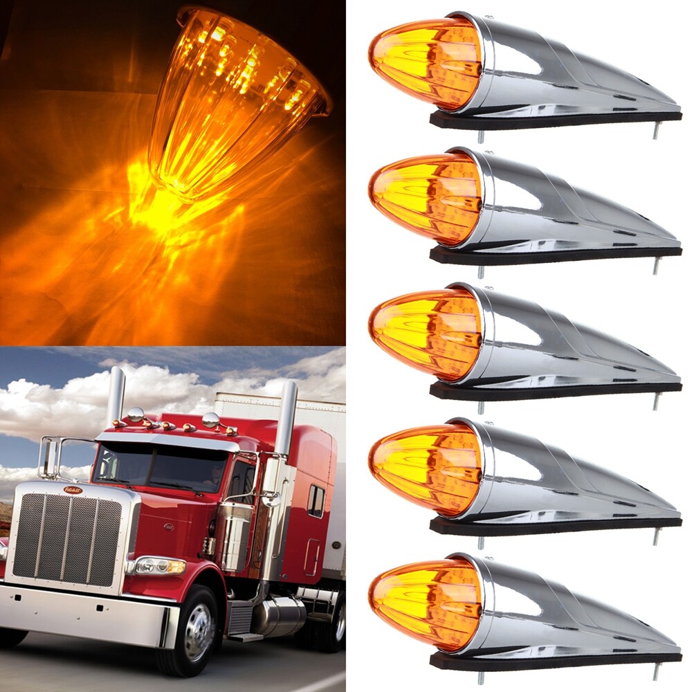 5X Amber Torpedo Cab Marker Clearance Roof Running Top Light