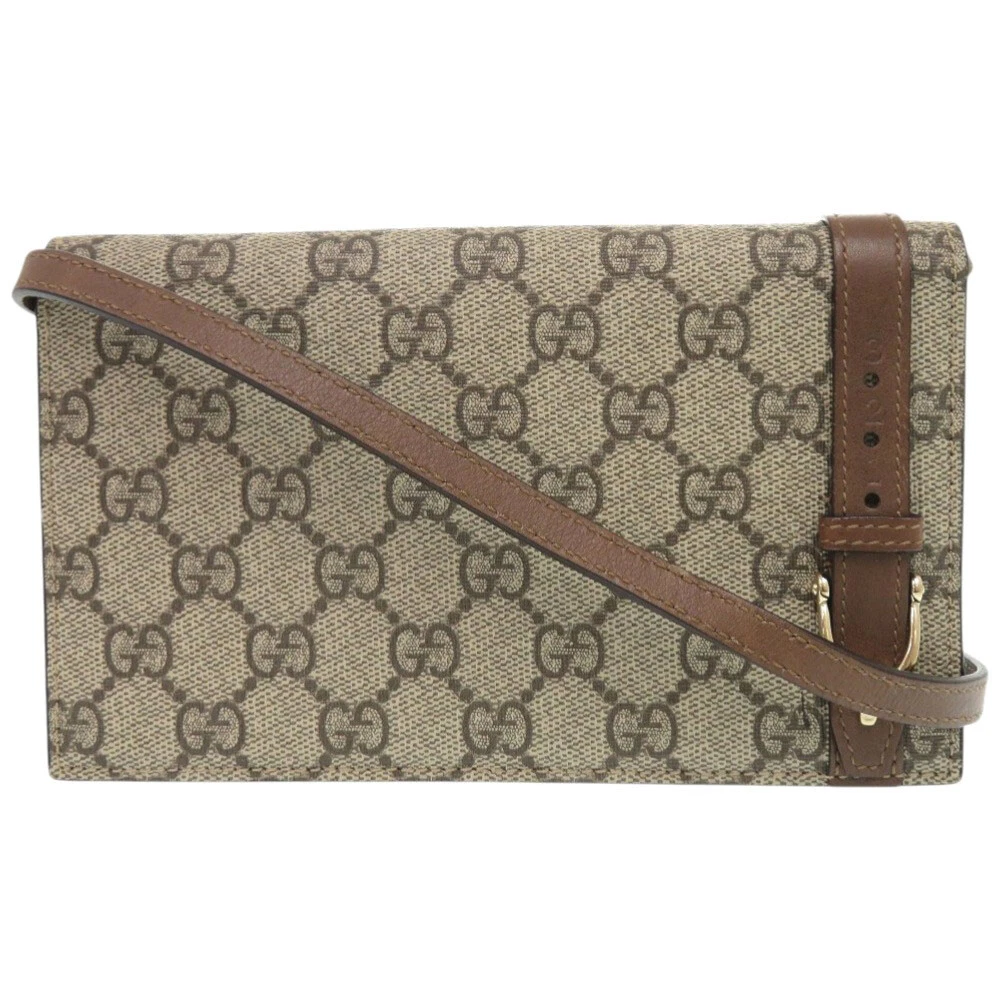 AUTHENTIQUE GUCCI 354086 Portefeuille épaule Gucci joli beige/marron GG Supreme