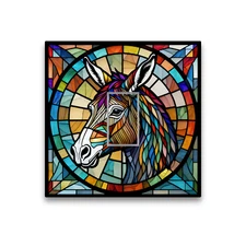 Donkey Animal Stained Glass Opaque Light Switch Cover Skin Vinyl Sticker 84x84mm