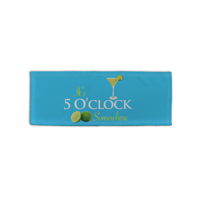 It's 5 O'Clock Somewhere Blue Design Microfibre Bar Towel Pub Beer Mat Cocktail