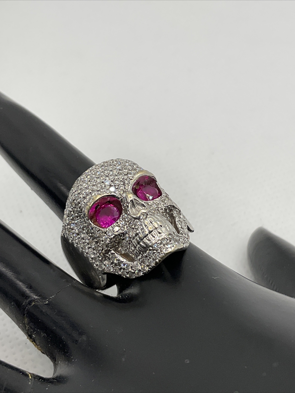 IMPRESSIVE Solid 14K White Gold Created Ruby & Ge… - image 14