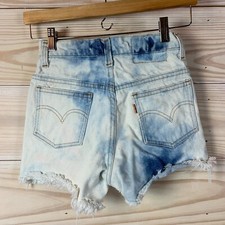 Vtg 1981 Levis Shorts Women Teen 23" Bleached Cutoff Distressed Orange Tab 80s