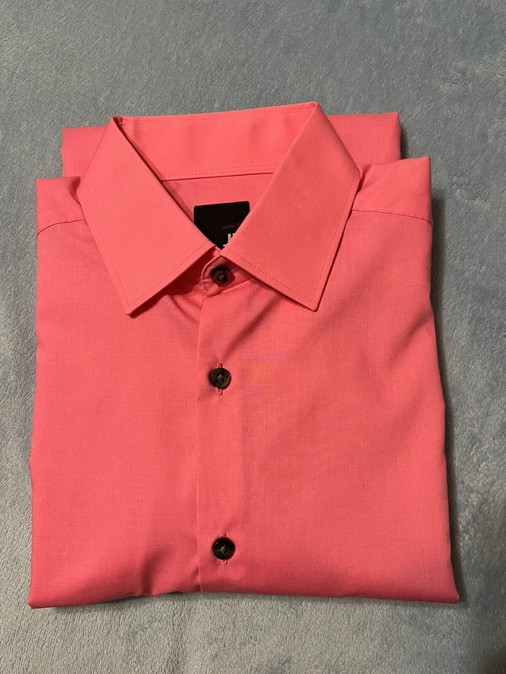 Camisa de vestir JFerrar rosa calce ajustado para hombre talla S 14-14,5 34-35 (143) Foto 4 de 4