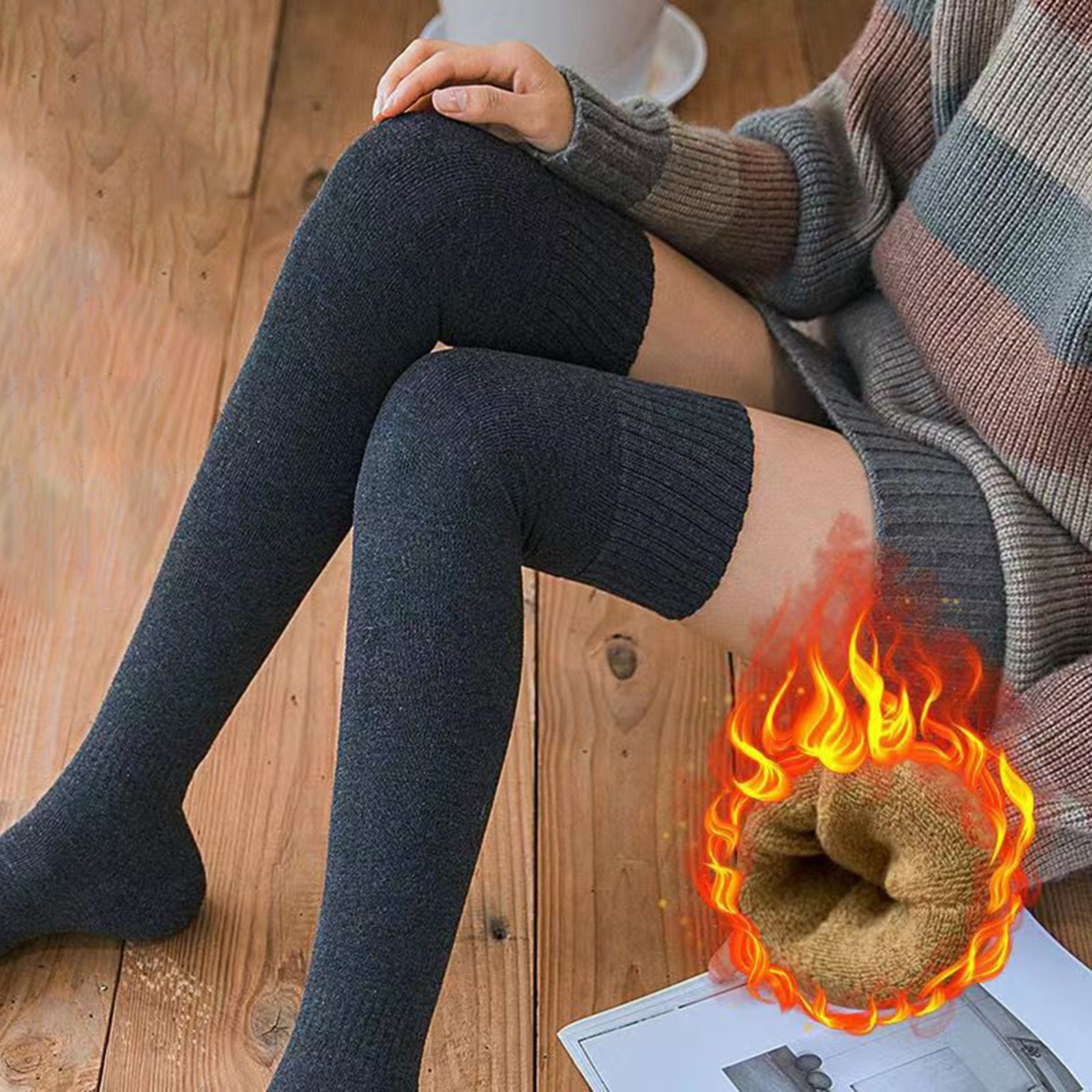 1 Pair Over Knee Socks Super Soft Keep Warm Fall Winter Girls Thigh