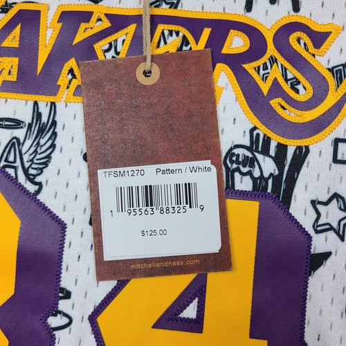 NWT Mitchell Ness Lakers Shaquille ONeal 34 Doodle Swingman Jersey & Shorts XS - Picture 6 of 20