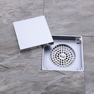 4 Inch Brass Square Shower Floor Drain Tile Insert Grate Removable