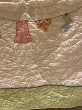 Baby Girl Quilted White/ Pink/ Green/ Blue / Yellow Crib Blanket 36 X 50