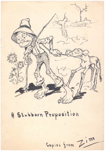 Antique / Vintage Hand Drawn Ink Caricature Drawings Art Copies from Zim 2-Sides