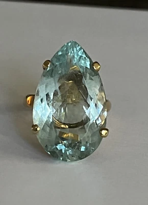 5629- Bague Or Jaune Aigue-marine De 15,00 Ct - Photo 1/4