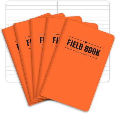Field Notebook/Pocket Journal - 3.5''X5.5'' - Orange - Lined Memo Book - Pack of 5