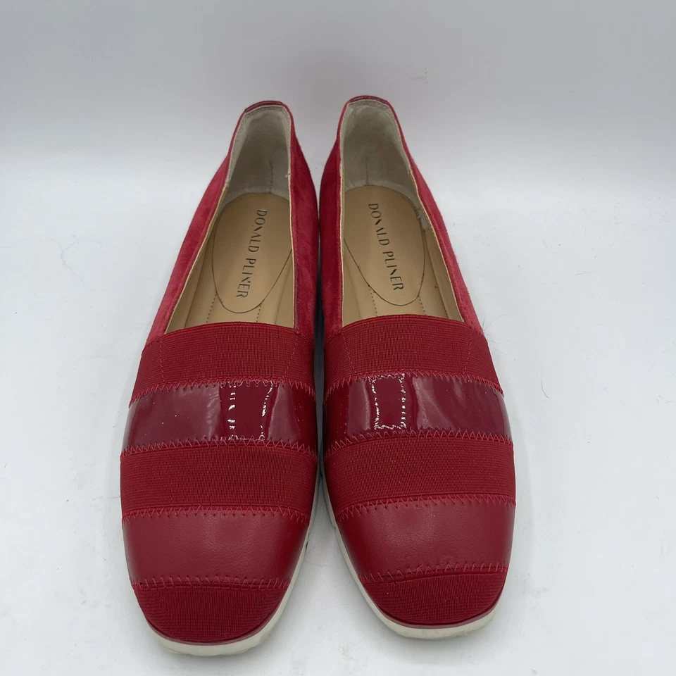 Donald Pliner MAY Rojo Elástico Elástico Imitación Gamuza Planos Talla 7.5 M Mujeres Sin Cordones Foto 3 de 4