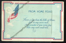 OFrom Home Folks Poem  (Pre-20)postcard (Military Greetings)#28