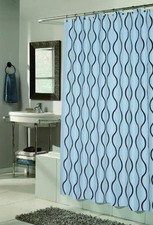 Geneva Fabric Shower Curtain Design With Flocking 70x72 Inch Multiple Colors