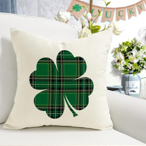 St Patricks Day Decorations Throw Pillow Covers 18X18 Set of 4 Scottish Tartan P - Picture 5 of 6