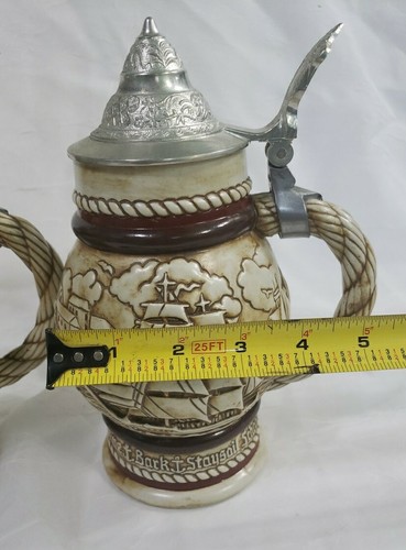 2 Vtg Beer Steins Nautical Ships Sailing Decor Handcrafted Man Cave 1977 AVON - Picture 13 of 13