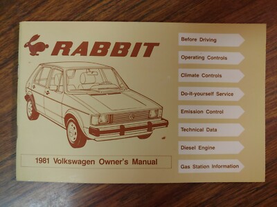 1981 Volkswagen VW Rabbit Owners Manual