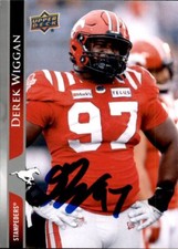 Derek Wiggan Signed 2021 Upper Deck CFL Football card Calgary Stampeders