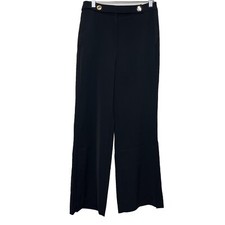 Elie Tahari Black Pants Wide Leg Slit Hem Pants Size 8