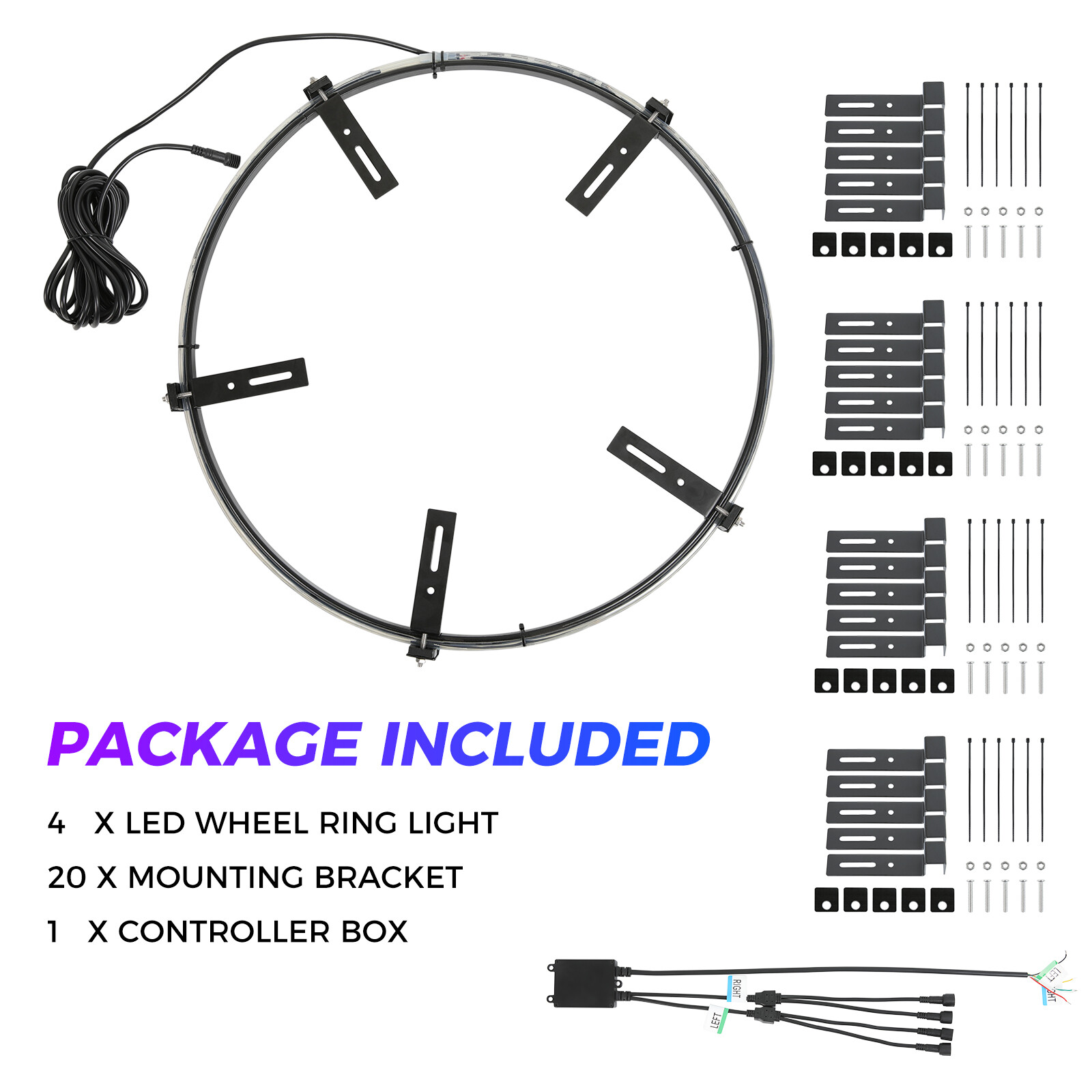 4X 15.5'' RGB LED Wheel Ring Rim Lights Bluetooth Remote & App For Audi R8 Coupe