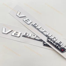 V8 BiTurbo 4 Matic+ Emblem Side Fender 3D Chrome Badge For AMG CL63 E63