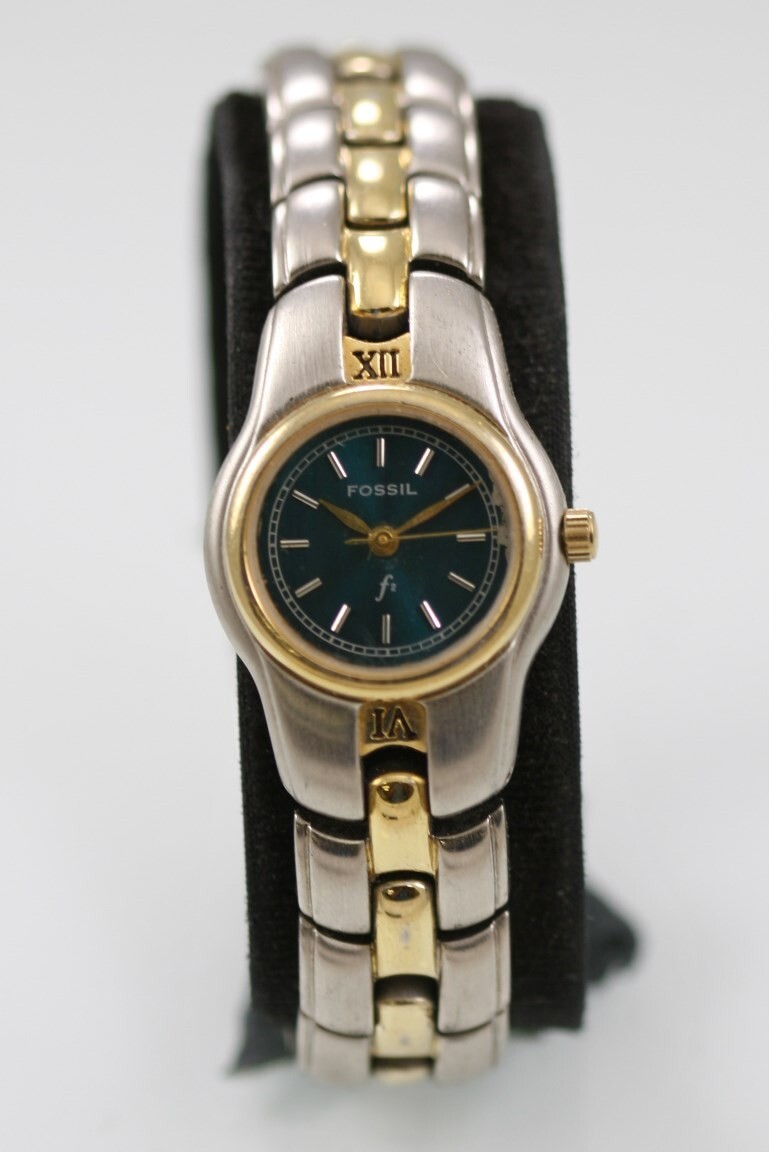 Fossil F2 Watch Women Stainless Silver Gold Steel WR Battery Green ...