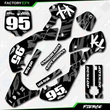 Black & White Fierce Graphics Sticker Kit fits Kawasaki KX65 KX 65 00-24 Decals