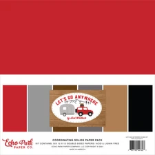 Echo Park Paper LET'S GO ANYWHERE 12x12 Solids Scrapbook Cardstock Pack