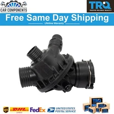 TRQ Engine Coolant Thermostat Housing Assembly w/ Sensor Direct Fit for BMW 3.0L