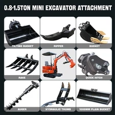 Attachments 0.8-1.5 ton Mini Excavator:Bucket, Rake, Ripper,Quick hitch,Breaker