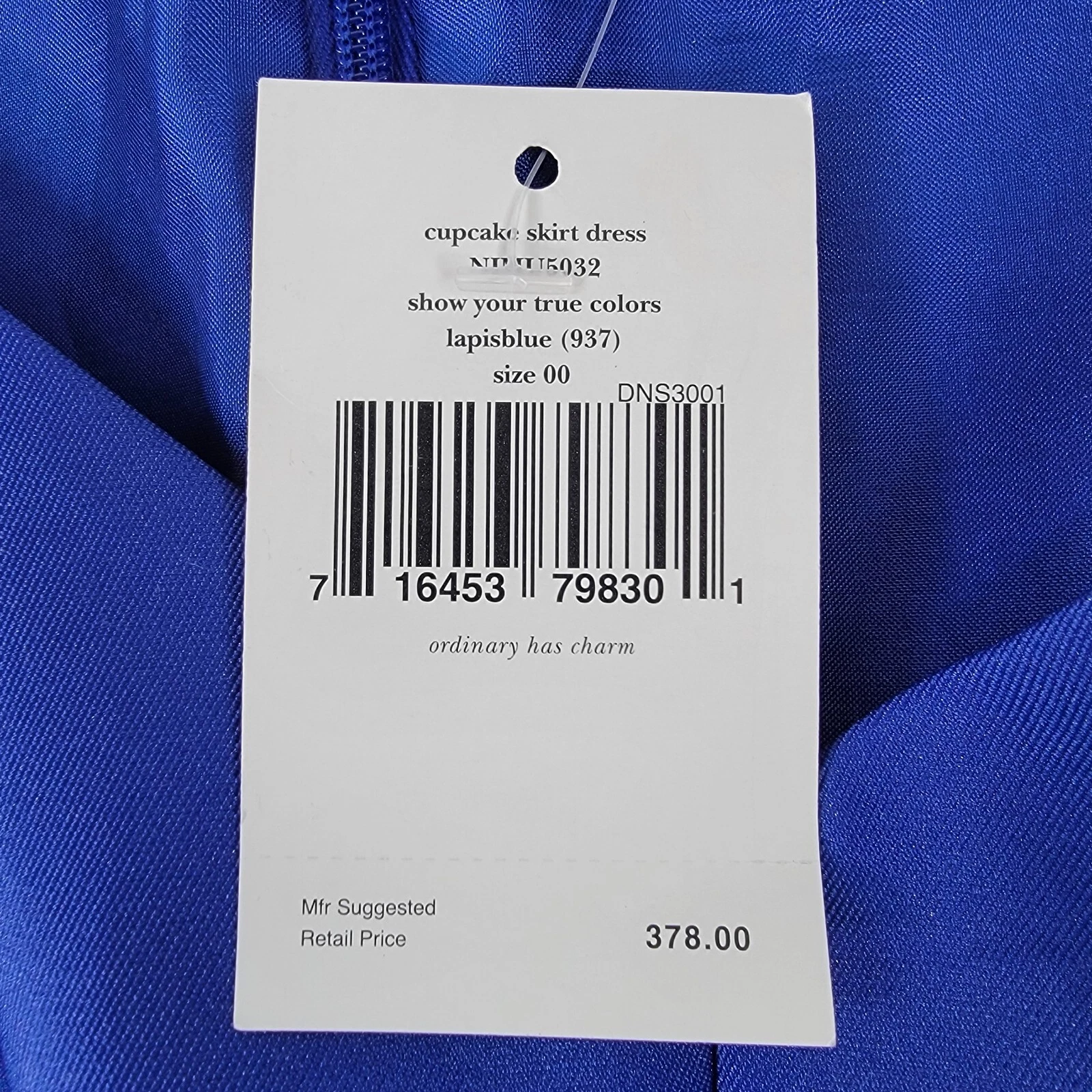 Abito da donna blu Kate Spade New York taglia 00 gonna cupcake $378 nuovo con etichette