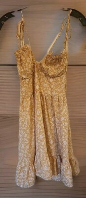 Cider, Floral Lace Spaghetti Straps Mini Dress, size S, Yellow | eBay Cider, Floral Lace Spaghetti Straps Mini Dress, size S, Yellow | eBay