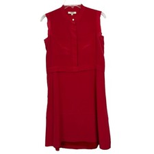 Madewell Women’s Button Dress Sz 00 Color Red Sleeveless Lined 100% Silk Flaws