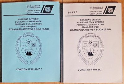 U.S Department of Transportation Coast Guard Boarding Officer Answer Lot Books