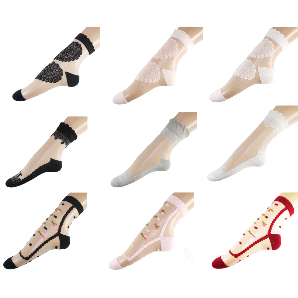 Wholesale 12 Pairs Ladies Lace Frill Ankle Socks Black White Girls Gift Style