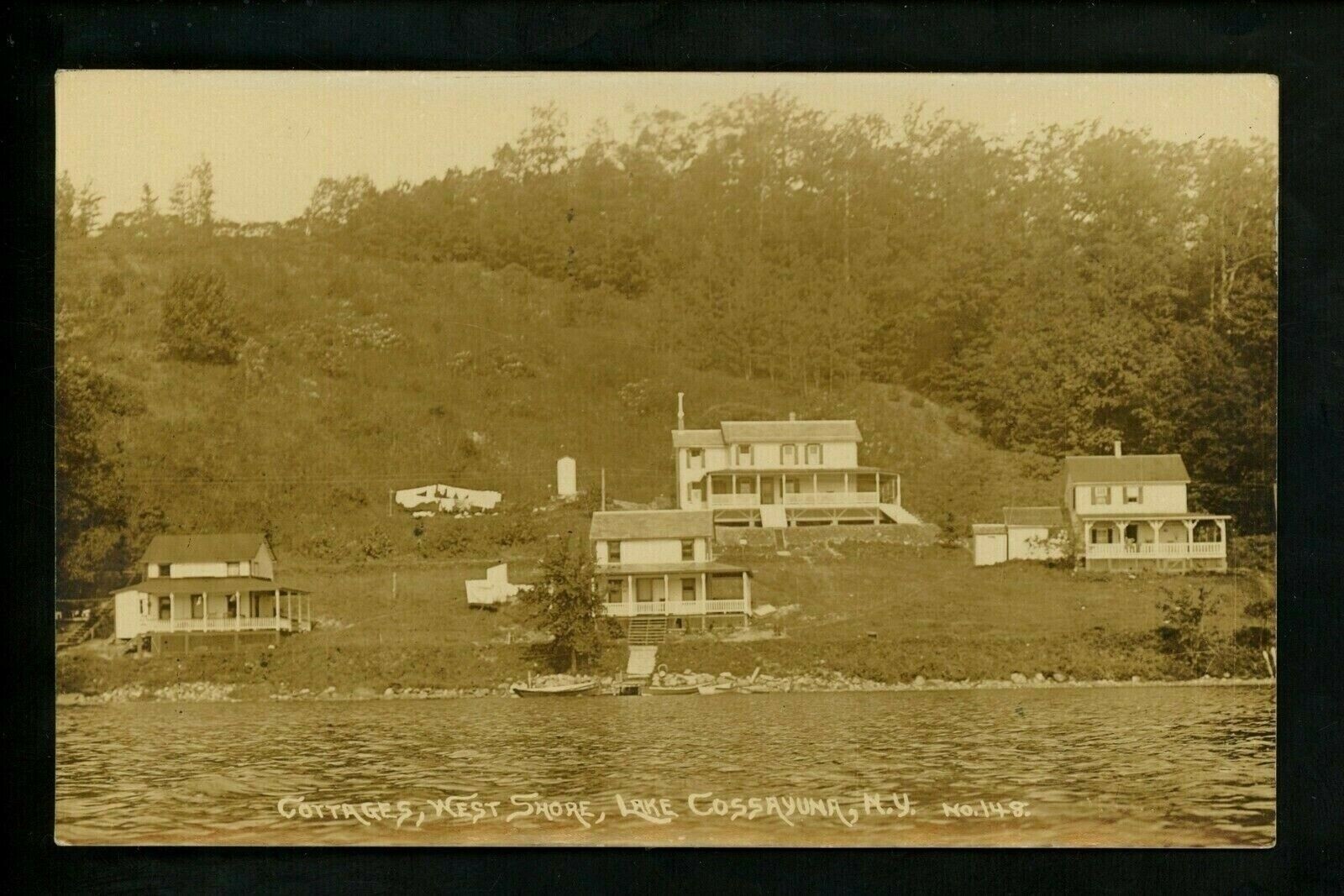 New York NY real photo postcard RPPC Lake Cossayuna West Shore Cottages