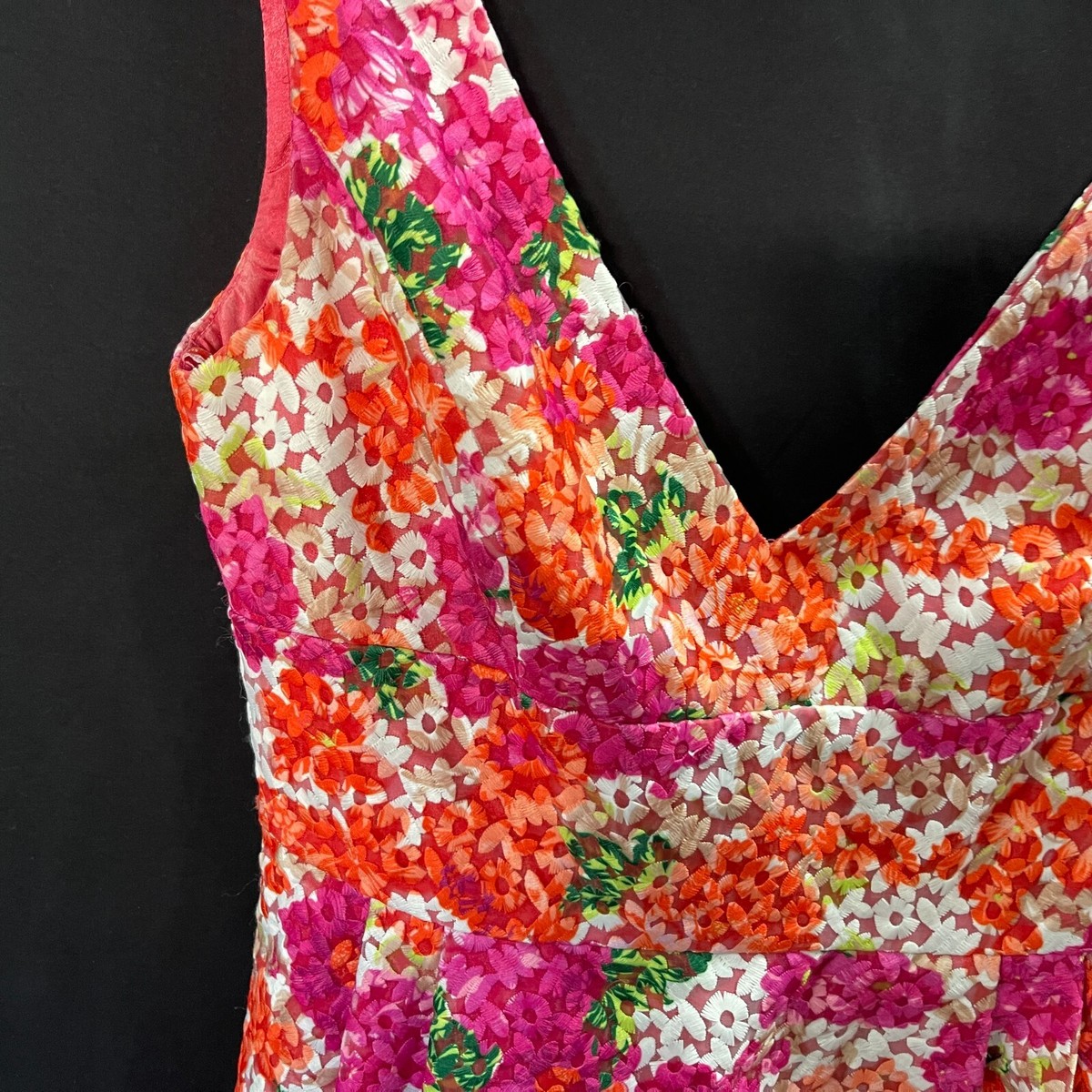 Monique Lhuillier ML Riona Embroidered Floral Dress Size 8 | eBay