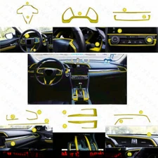 For Honda Civic 10th 16-21 Bright Yellow Interior Full Set Decoration Cover Trim