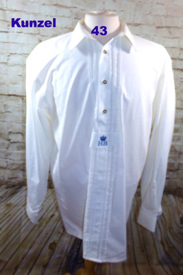 Kunzel Size 43 Men's Tyrolean Hofbrauhaus Octoberfest Shirt LS White Linen