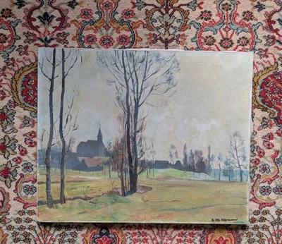 Paysage De Campagne Église - Signé - Impressionniste - Photo 1/4